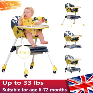 Foldable Baby High Chair with Double-Layer